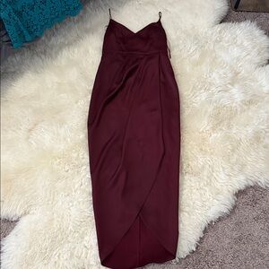 Express Strapless Burgundy Dress